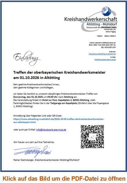 Einladung der Kreishandwerksmeister am 1. Oktober 2026 Einladung der Kreishandwerksmeister am 1. Oktober 2026